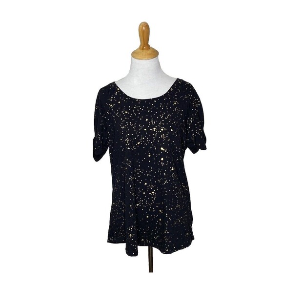 a.n.a. ana A New Approach black gold splatter T shirt Tee Size Medium Womens - Picture 1 of 8